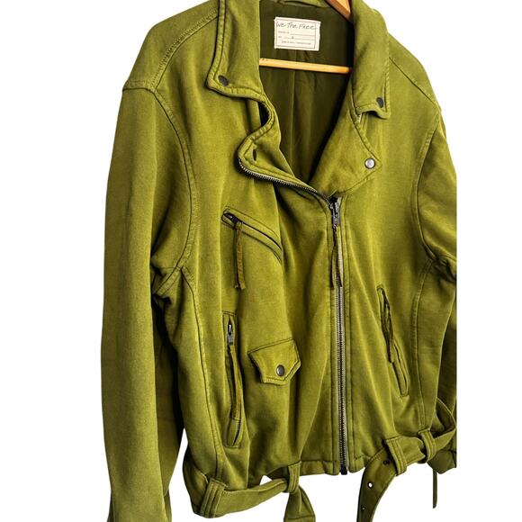 Free People We The Free Rebel Rebel Green Cotton Moto Jacket Women’s S - Picture 14 of 16